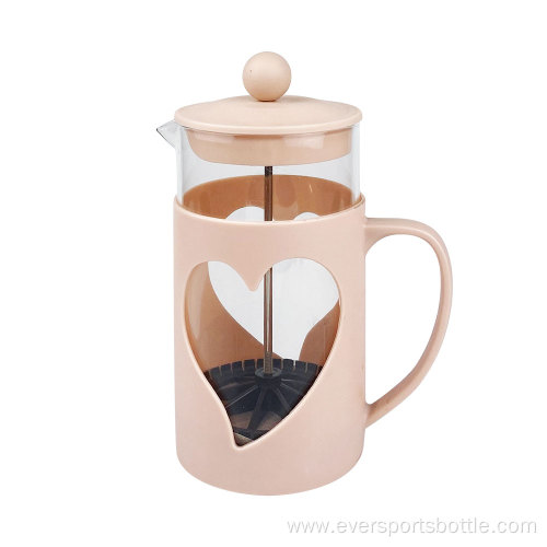 650mL Heart Shaped Carved French Press Coffee Maker